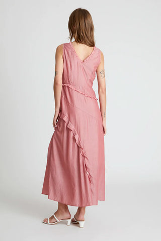 Long Pink Ruffled Dress
