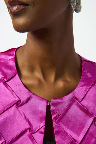 Textured Satin Collarless Jacket