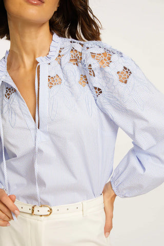 Riana Blue Micro Stripe Top