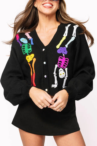 Black Rainbow Skeleton Button Up Cardigan