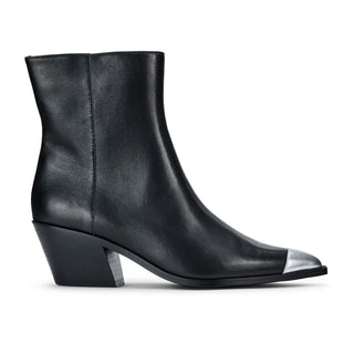 Ashton Ankle Boot in Black with Metal Tip Leather