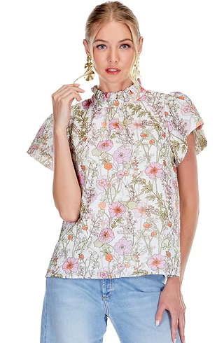 Flutter Sleeve Top Floral