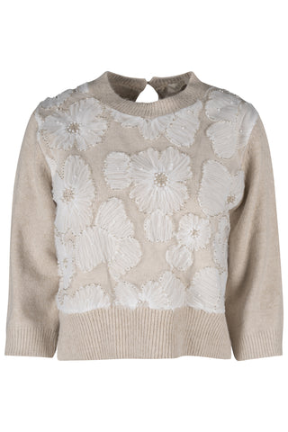 Beige Flower Sweater