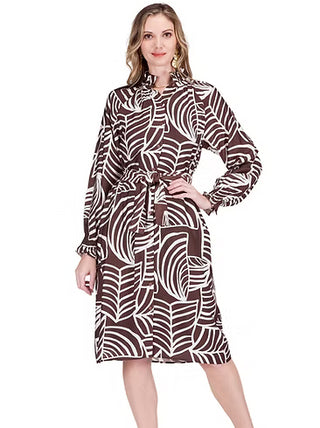 Gathers Neck Midi Dress