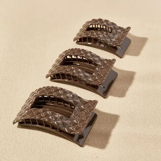 Flat Rectangle Hair Clip | Medium | Truly Taupe Quilted