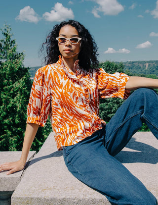 Carolina Top in Terracotta Zebra