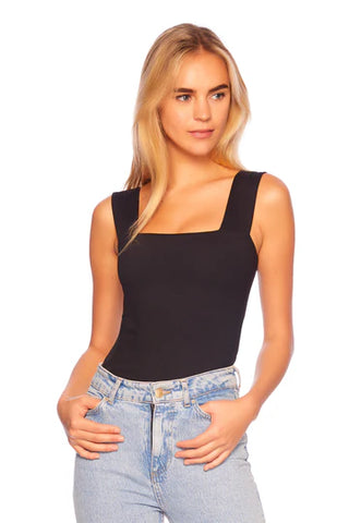Wide Strap Tank Top - Black