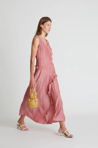 Long Pink Ruffled Dress