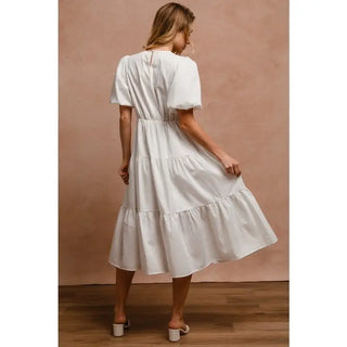 Crochet Top Midi Dress with Back Key Hole