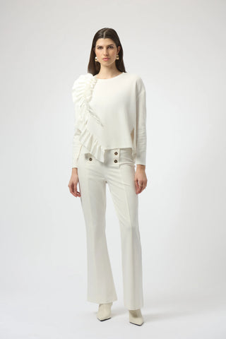 Scuba Jersey Long Sleeve Ruffled Top