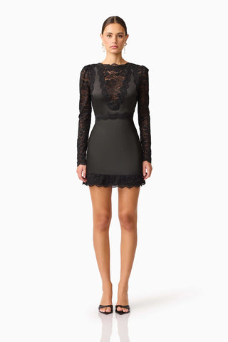 Margot Long Sleeve Mini Dress in Black