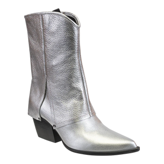 CURIO in SILVER Heeled Mid Shaft Boots