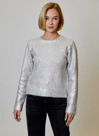 Long Sleeve Boucle Foil Print
