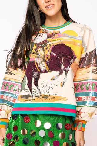 Multi Vintage Cowboy Santa Sweatshirt