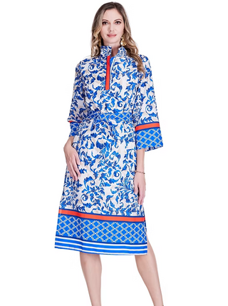 Band Collar Midi Dress