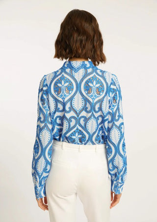Emmie White / French Blue Lace Top