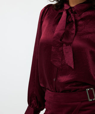 Bow Blouse Crushed Satin