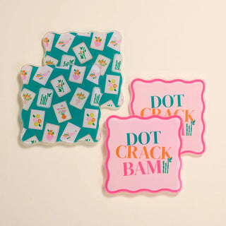 Table Talk Acrylic Coaster Set–It's Mahj Time