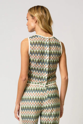 Celine Rainbow Crochet Button Back Shell