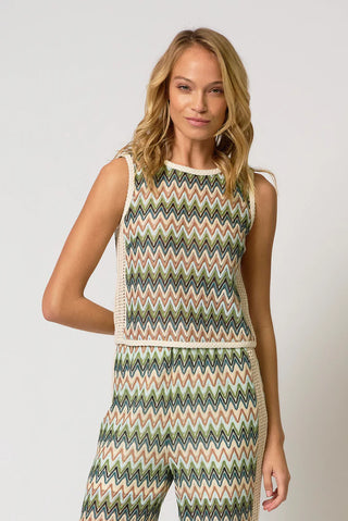 Celine Rainbow Crochet Button Back Shell