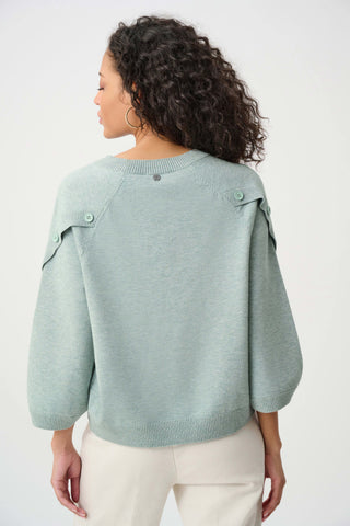 Brushed Viscose And Nylon Knit Tulip Sleeve Sweater