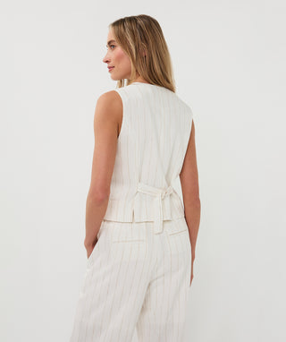 Gilet Short Linen Striped