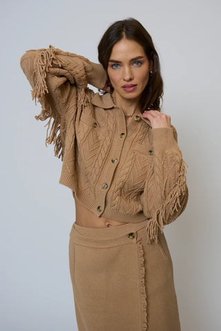 Elyse Cable Fringe Sweater