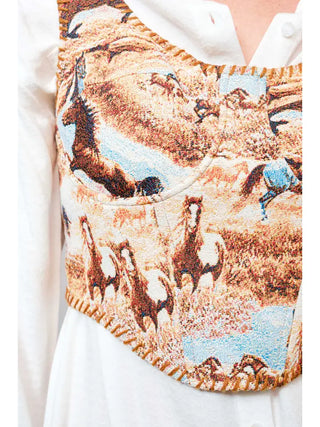 Horse Jacquard Stitch Detail Corset