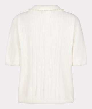 Short Sleeve Sweater Pearls Collar