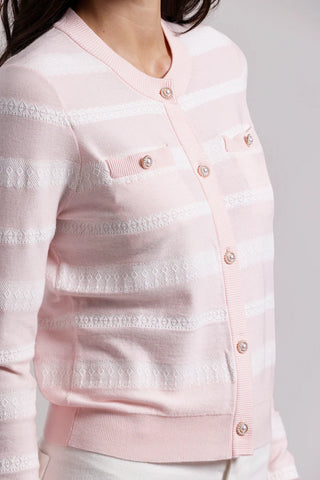 Viscose Lace Stripe Cardigan