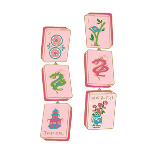 Linked Mahjong Tile Earrings in Light Pink