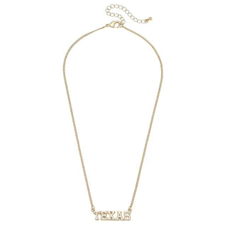 Texas Longhorns Varsity Outline Necklace in Shiny Gold