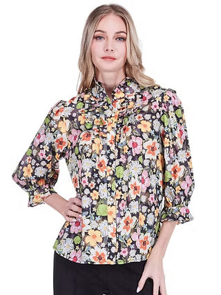 Ruffles Button Front Blouse