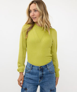 Sweater Mix Rib V-Detail Lurex