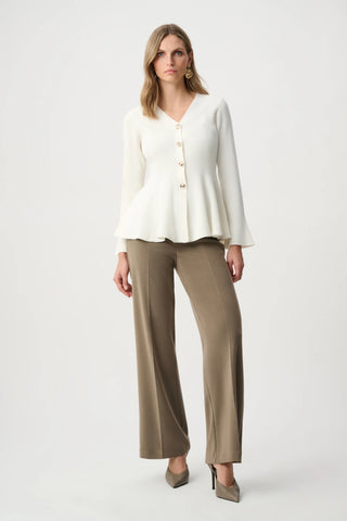 Cotton Knit Fit And Flare Peplum Cardigan