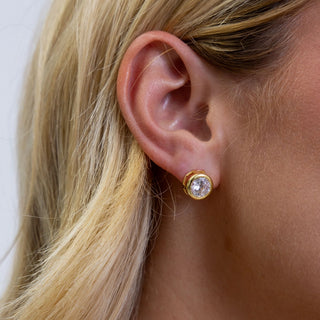 Alaina Bezel Studs - Gold