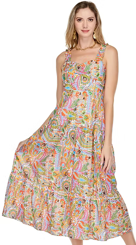Bustier Tiered Maxi Dress Mardi Gras Eyelet / M Bustier Tiered Maxi Dress Mardi Gras Eyelet / M