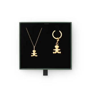 Gold Teddy Bear Necklace and Collar Charm Set