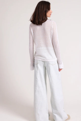 Cotton Cashmere Plaited Mesh Button Down Shirt