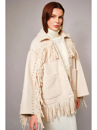 Brushed Fringe Stud Jacket