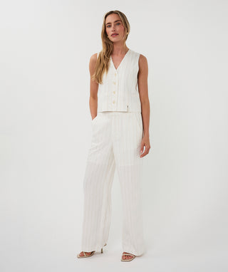 Gilet Short Linen Striped