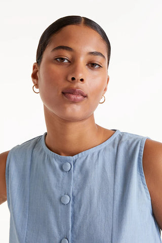Denim Effect Button Top