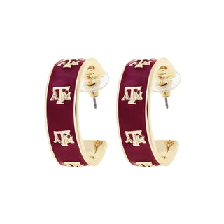 Texas A&M Aggies Enamel Logo Hoop Earrings