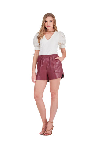 Faux Leather Pull On Short (Round Side)
