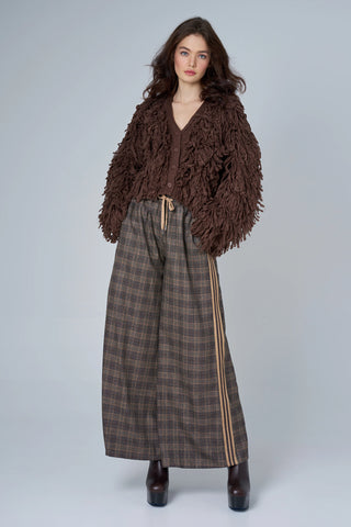 Sport Wide-Leg Plaid Trousers