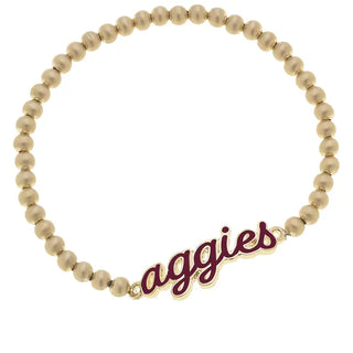 Texas A&M Aggies Enamel Script Stretch Bracelet in Maroon