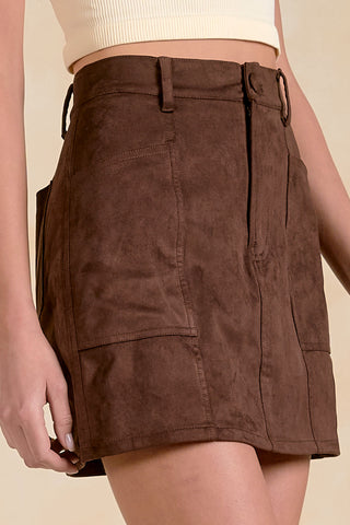 Faux Suede A-Line Mini Skirt