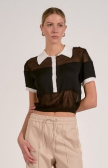 Contrast Knit Polo