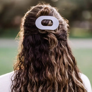 Round Flat Hair Clip | Small | Silver Flames