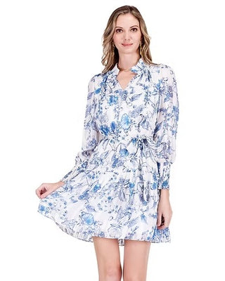 Split Neck Flounced Hem Dress